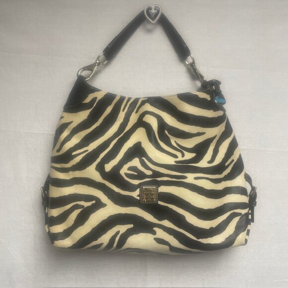 Dooney & Bourke Zebra Print Large Leather Tote Shoulder Bag Purse With Dust Bag - Picture 3 of 16